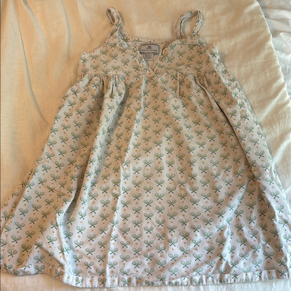 Petite Plume- White and Green Tennis Print nightgown